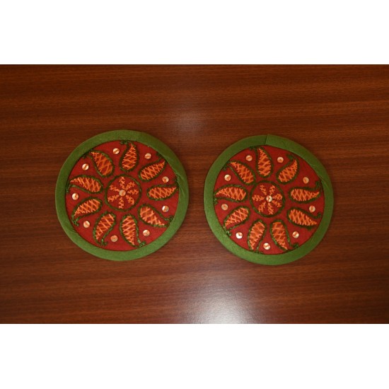 Tea Coaster Set With Phulkari Work