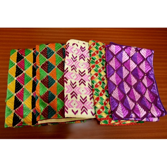 Table Runner With Full Phulkari Work And Four Sided Lace Detailing