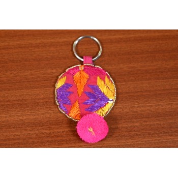 Key Chain With Phulkari And Pom Pom Detailing