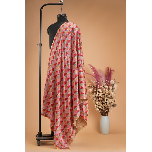 Pink Grey Phulkari Dupatta