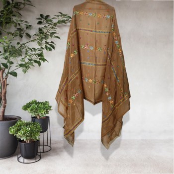 Brown Chinon Phulkari Dupatta