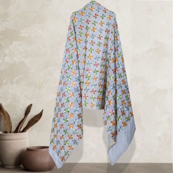 Grey Phulkari Chinon Dupatta