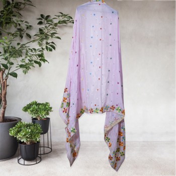 Phulkari Chinon Dupatta With Mirror Work