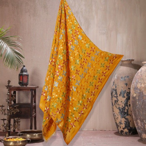 Rust Phulkari Jaal Dupatta