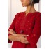 Madder Red Phulkari Embroidered Khadi Kurta